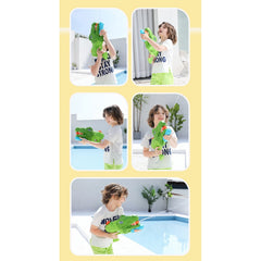 Pistol cu Apa pentru Copii, Rezervor, Pentru Piscina/Plaja, Kaveny, 6ani+, Tiranozaur, 3 duze, Verde, 1440ML