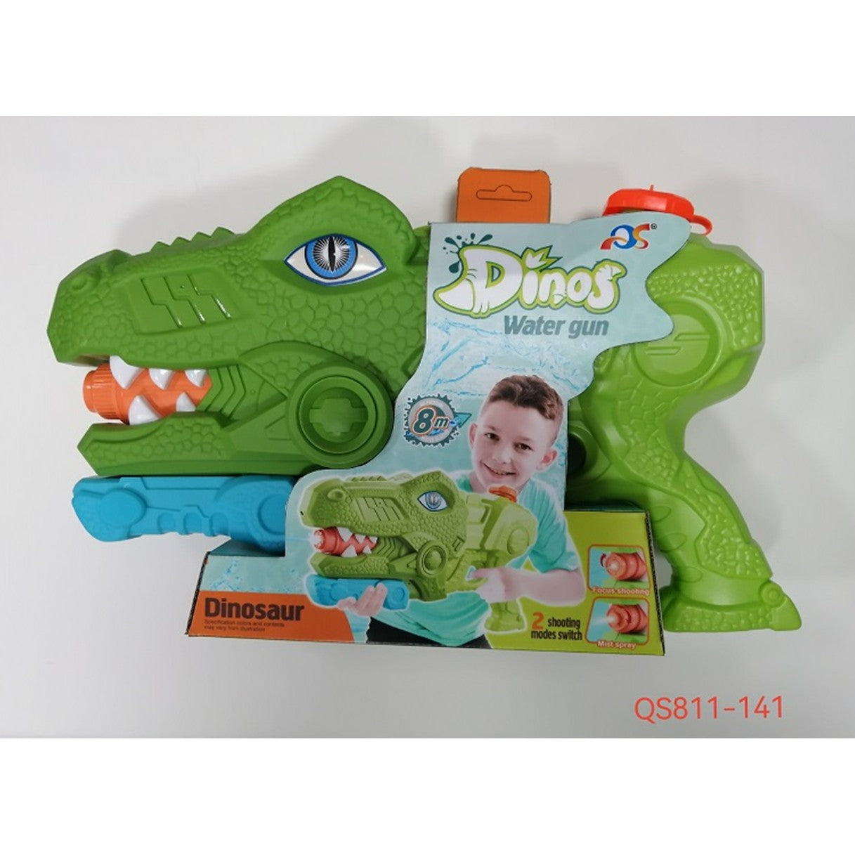 Pistol cu Apa pentru Copii, Rezervor, Pentru Piscina/Plaja, Kaveny, 6ani+, Tiranozaur, 3 duze, Verde, 1440ML