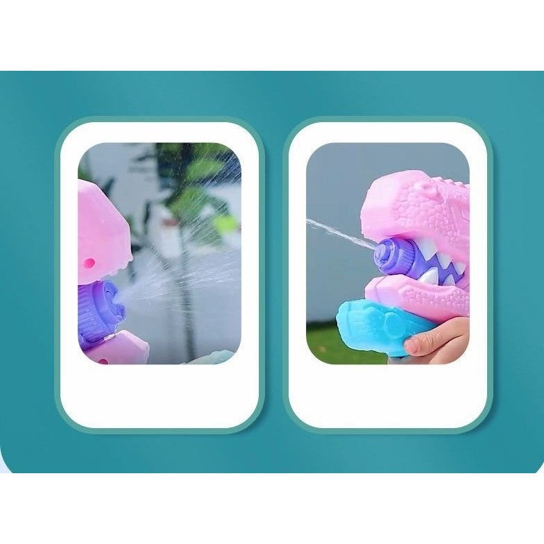 Set 2x Pistol cu Apa pentru Copii, Rezervor, Pentru Piscina/Plaja, Kaveny, 6ani+, Tiranozaur,  Roz + Verde,660 ML