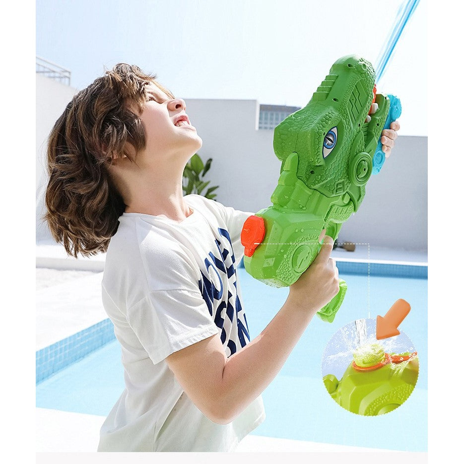 Set 2x Pistol cu Apa pentru Copii, Rezervor, Pentru Piscina/Plaja, Kaveny, 6ani+, Tiranozaur,  Roz + Verde,660 ML