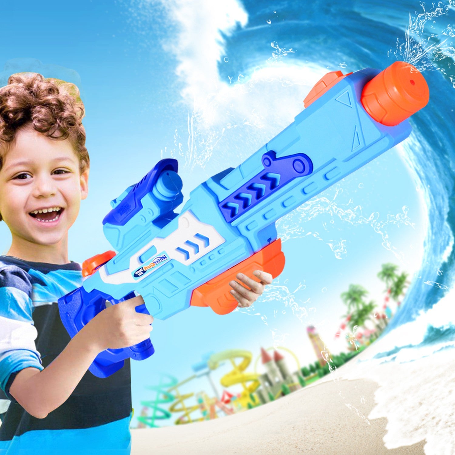 Pistol cu Apa pentru Copii, Rezervor, Pentru Piscina/Plaja, Kaveny, 6ani+, Albastru, 1200ML
