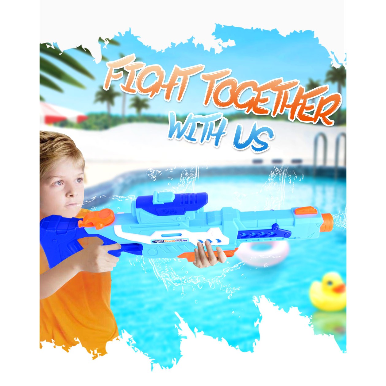 Pistol cu Apa pentru Copii, Rezervor, Pentru Piscina/Plaja, Kaveny, 6ani+, Albastru, 1200ML