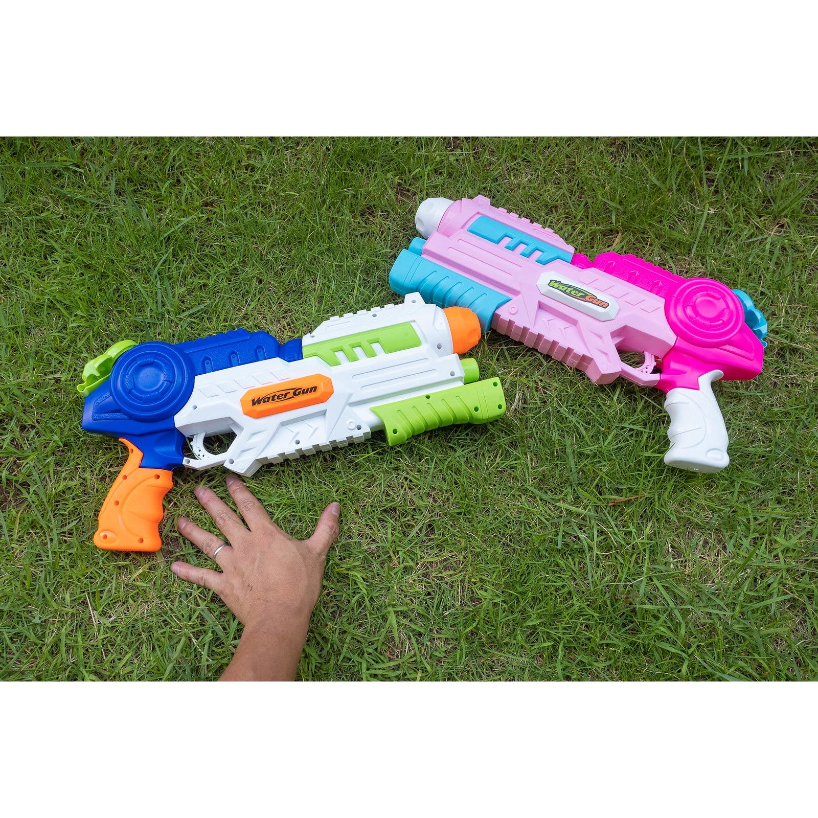 Set 2x Pistol cu Apa pentru Copii, Rezervor, Pentru Piscina/Plaja, Kaveny, 6ani+, Roz + Albastru, 1000 ML
