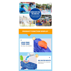 Pistol cu Apa pentru Copii, Rezervor, Pentru Piscina/Plaja, Kaveny, 6ani+,  Albastru, 300ML