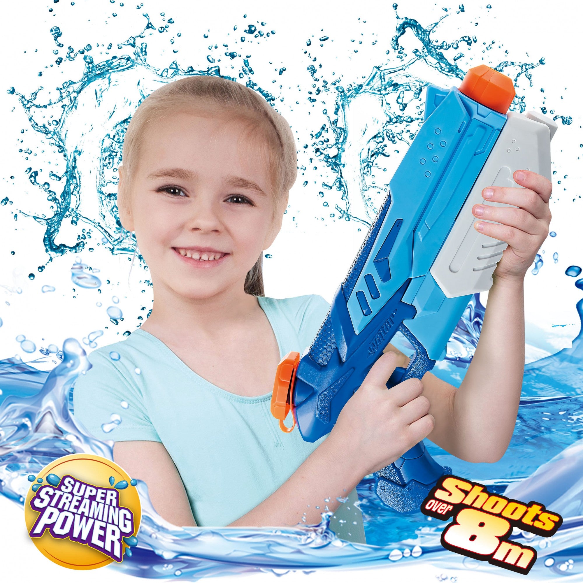 Pistol cu Apa pentru Copii, Rezervor, Pentru Piscina/Plaja, Kaveny, 6ani+, Albastru, 900ML
