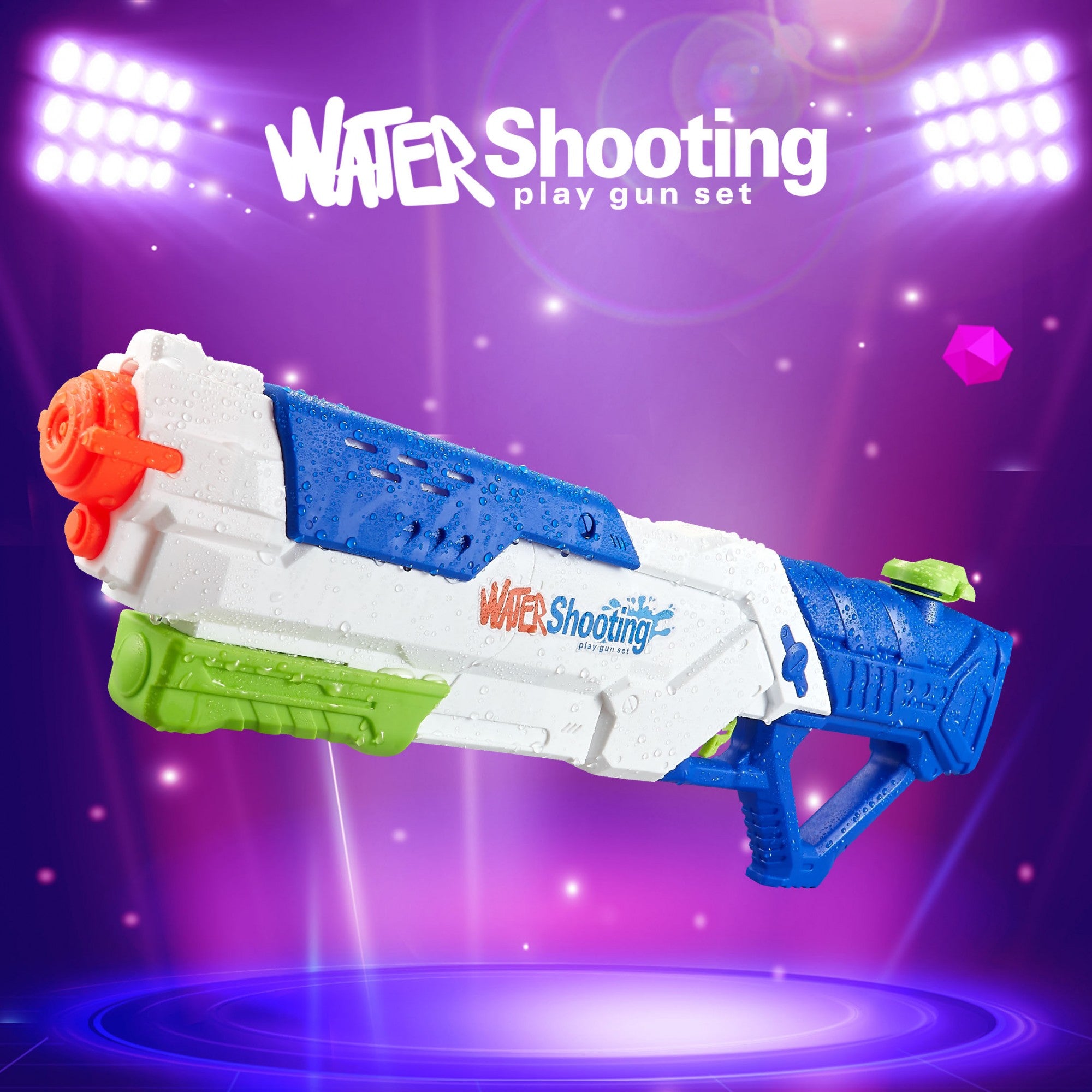 Pistol cu Apa pentru Copii, Rezervor, Pentru Piscina/Plaja, Kaveny, 6ani+,  Multicolor, 1200ML