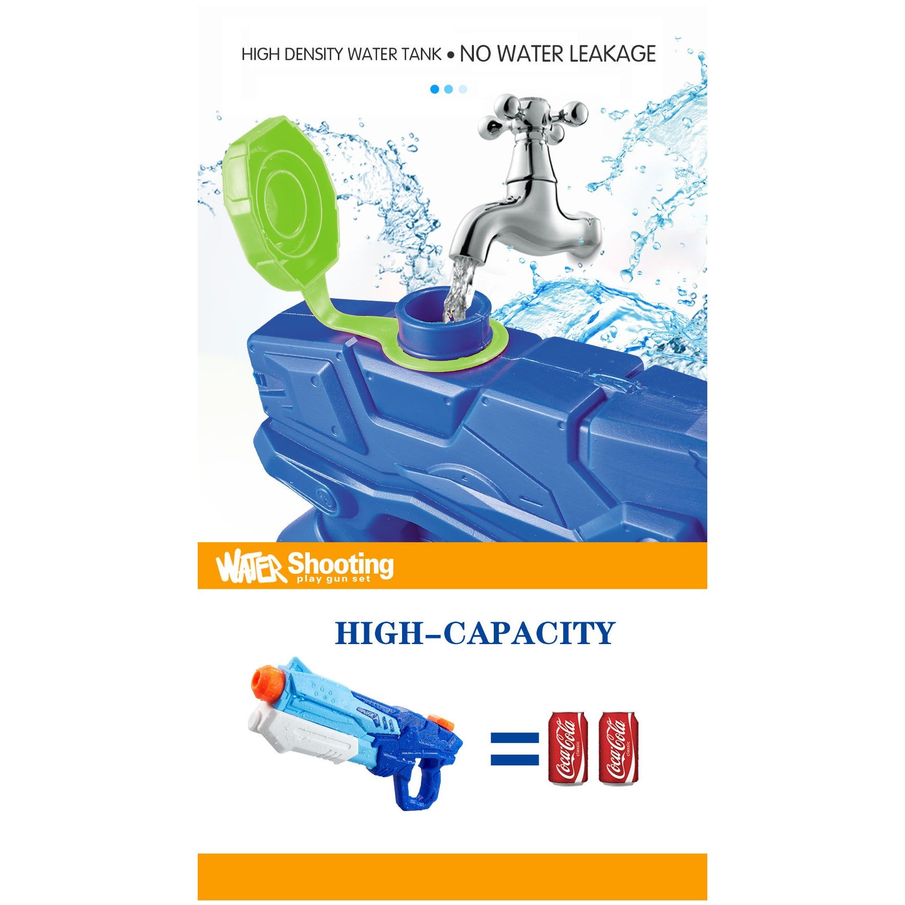 Pistol cu Apa pentru Copii, Rezervor, Pentru Piscina/Plaja, Kaveny, 6ani+,  Albastru, 600ML