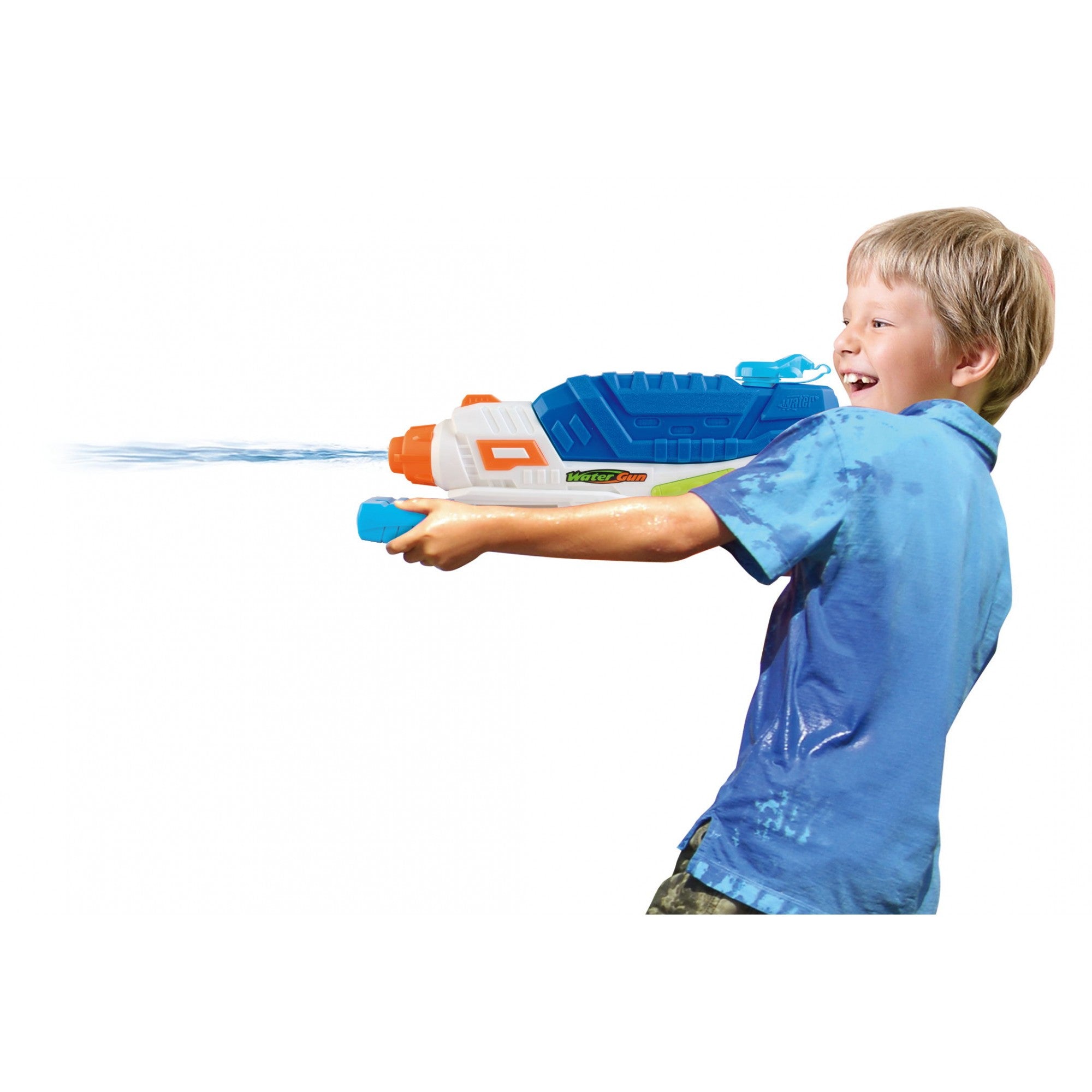 Pistol cu Apa pentru Copii, Rezervor, Pentru Piscina/Plaja, Kaveny, 6ani+, Albastru/Multicolor, 1000ML, model 2