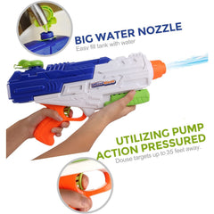 Set 2x Pistol cu Apa pentru Copii, Rezervor, Pentru Piscina/Plaja, Kaveny, 6ani+, Roz + Albastru, 1200 ML