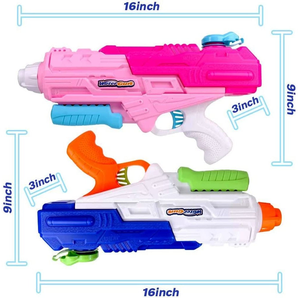 Set 2x Pistol cu Apa pentru Copii, Rezervor, Pentru Piscina/Plaja, Kaveny, 6ani+, Roz + Albastru, 1200 ML