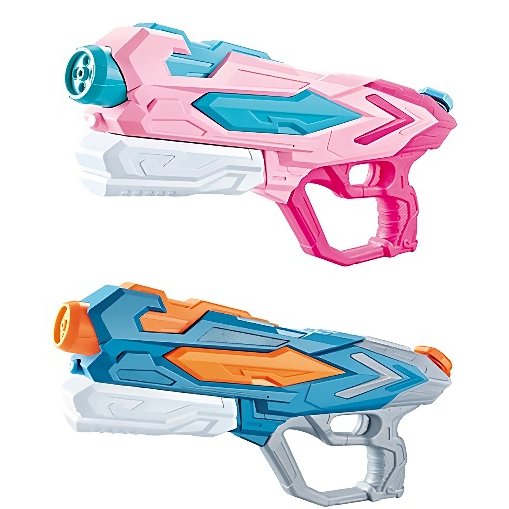 Set 2x Pistol cu Apa pentru Copii, Rezervor, Pentru Piscina/Plaja, Kaveny, 6ani+, Roz + Albastru, 4 duze, 900 ML