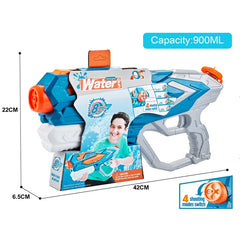 Pistol cu Apa pentru Copii, Rezervor, Pentru Piscina/Plaja, Kaveny, 6ani+, Albastru, 4 duze, 900ML