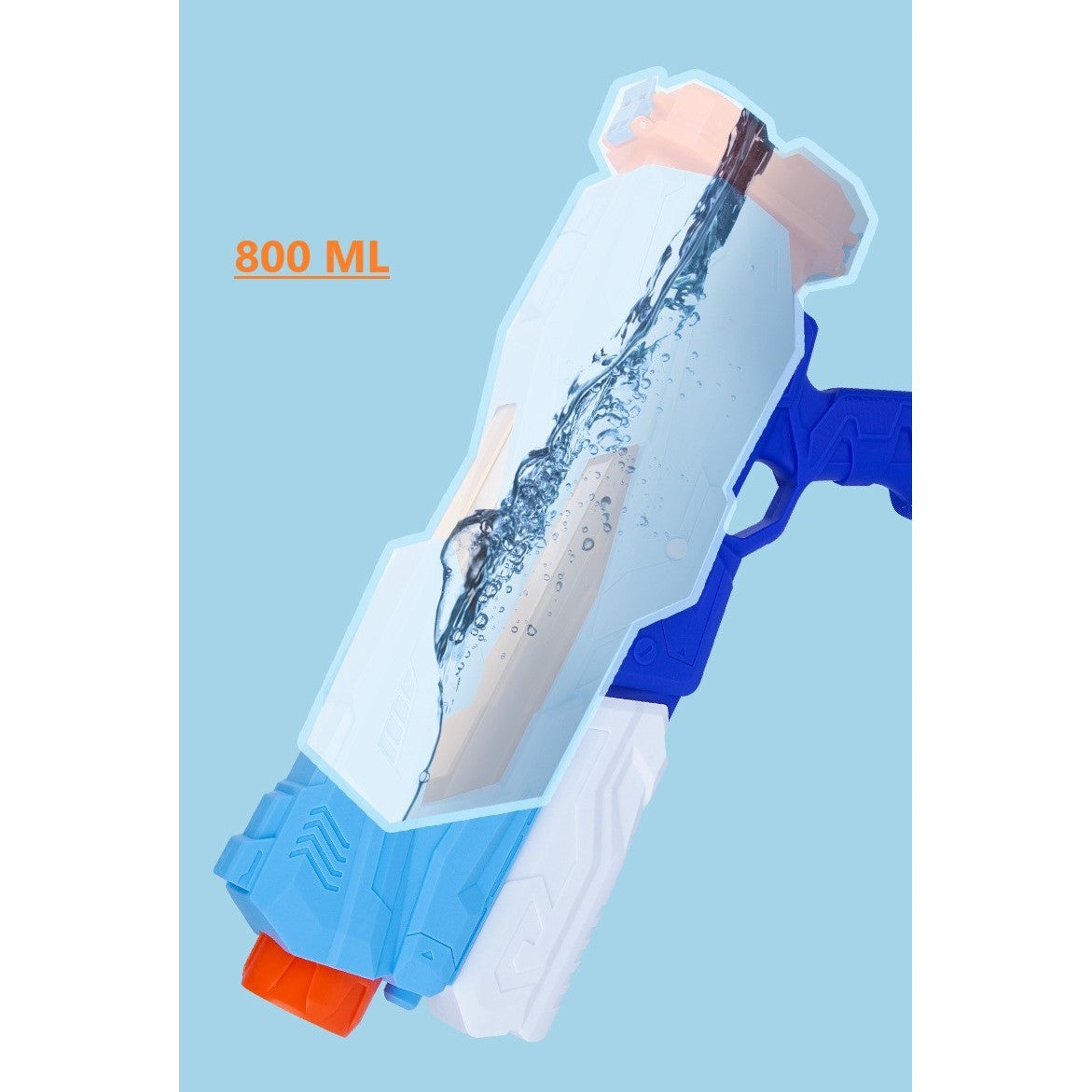 Pistol cu Apa pentru Copii, Rezervor, Pentru Piscina/Plaja, Kaveny, 6ani+,  5 duze, Quick Fill, Albastru, 800ML