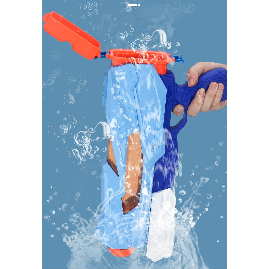 Pistol cu Apa pentru Copii, Rezervor, Pentru Piscina/Plaja, Kaveny, 6ani+,  Quick Fill, Albastru, 600ML