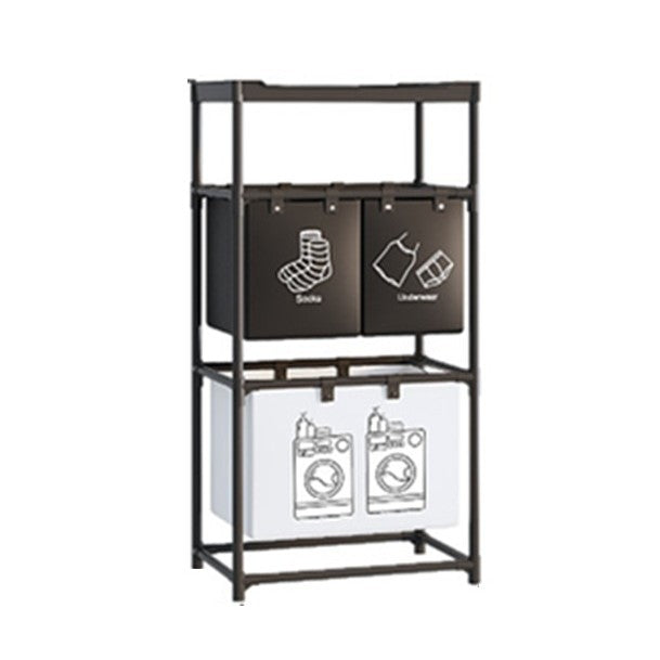 Cos de Rufe, Kadeny, 3 Rafturi, 3 Cosuri, Cadru de Otel Inoxidabil, 123x28x57 cm, Negru