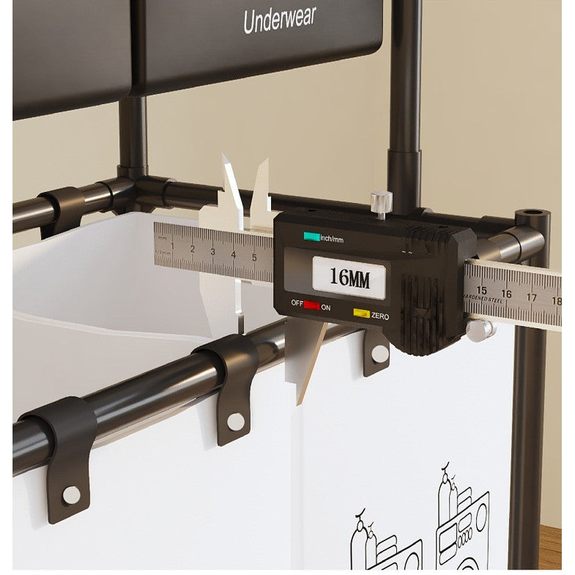 Cos de Rufe, Kadeny, cu 2 Etaje, 2 Cosuri, Cadru de Otel Inoxidabil, 97x44x31 cm, Negru