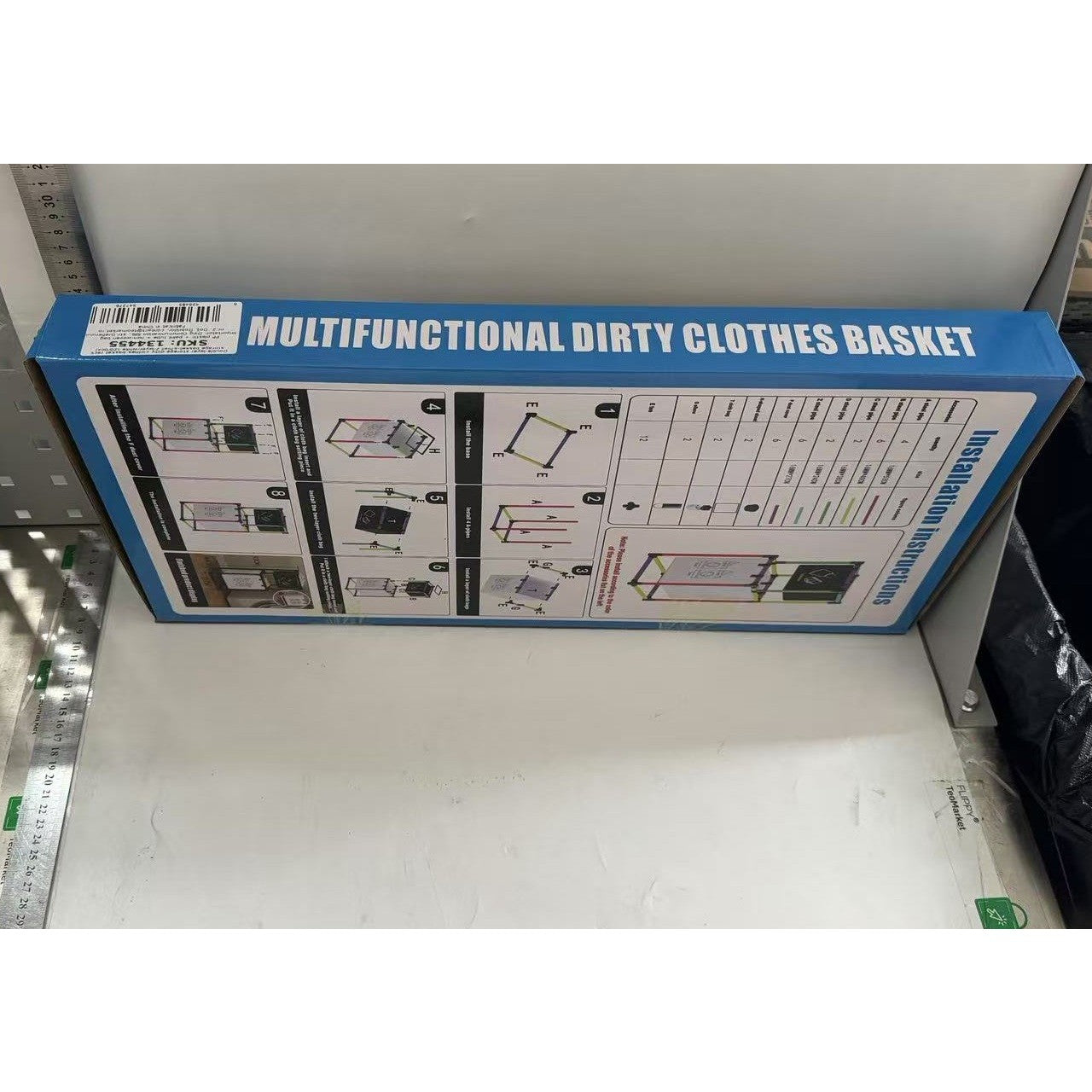 Cos de Rufe, Kadeny, cu 2 Etaje, 2 Cosuri, Cadru de Otel Inoxidabil, 97x44x31 cm, Negru