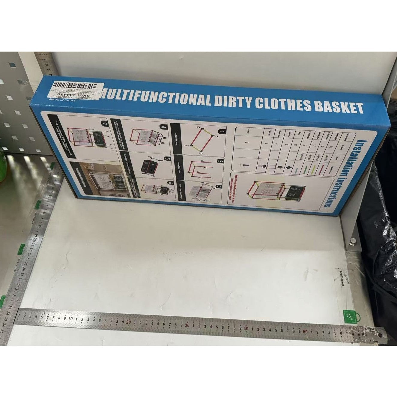 Cos de Rufe, Kadeny, cu 2 Etaje, 4 Cosuri, Cadru de Otel Inoxidabil, 97x44x57 cm, Negru