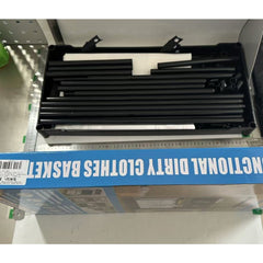 Cos de Rufe, Kadeny, 3 Rafturi, 4 Cosuri, Cadru de Otel Inoxidabil, 123x44x57 cm, Negru