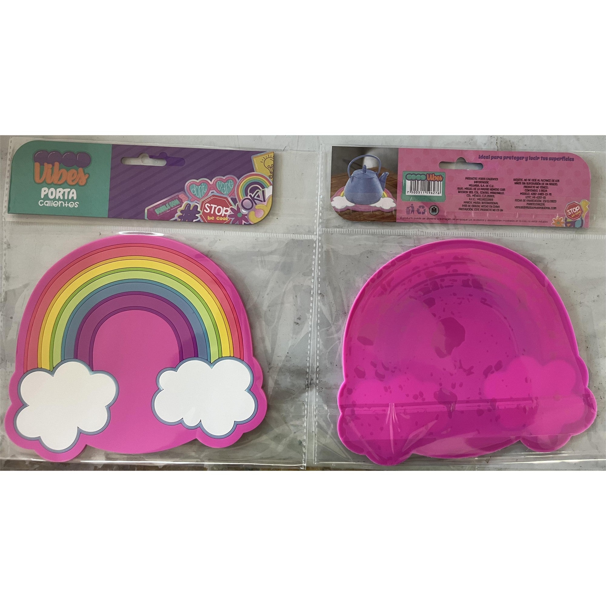 Suport pentru Pahar, Kadeny, Model Curcubeu, din PVC, 18.5 x 18.5 cm, Rezistent la Caldura, Multicolor