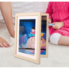 Rama Cutie pentru Foto si Cutie, Kaveny, din Lemn, cu Spatiu Pentru Depozitare, Pentru Desene si Picturi A4, Sticla Securizata, 35 x 26 x 4 cm, 530 g, Maro Lemn