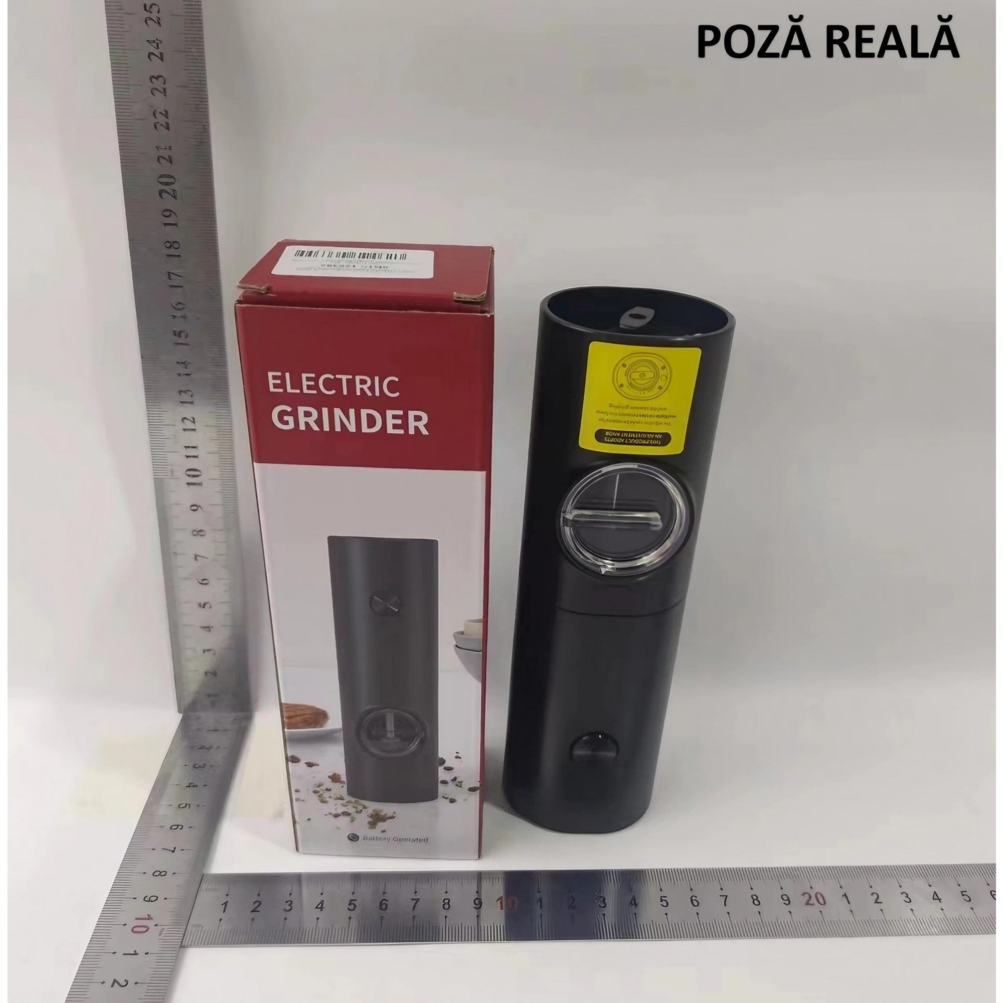 Rasnita Electrica pentru Cafea si Condimente, Kaveny, Cutit de Macinare din Otel Inoxidabil, Incarcare cu Baterii, Optiuni Diferite de Macinare, Usor de Manevrat, 18x5.5cm, Negru