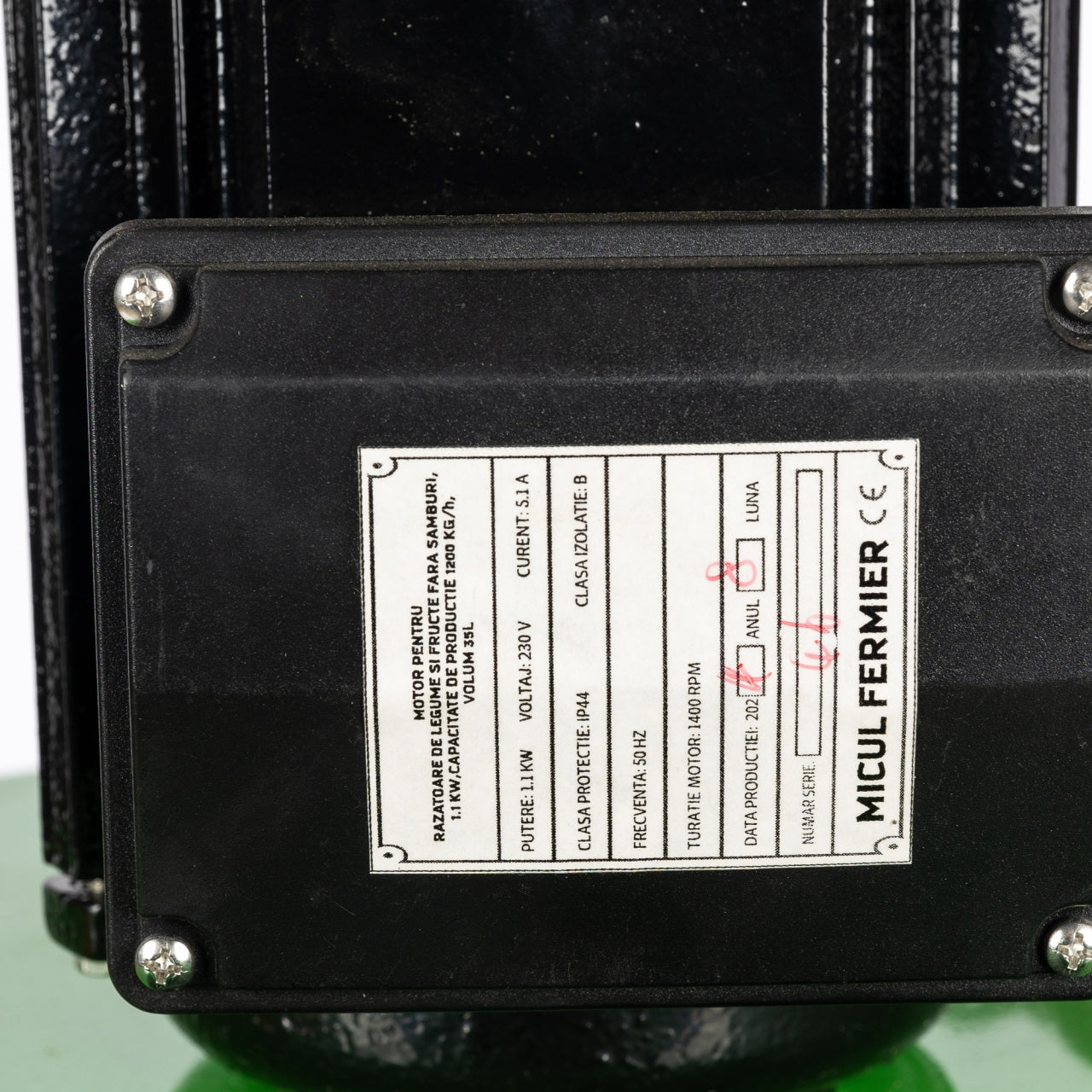 Razatoare de legume si fructe fara samburi Micul Fermier, 1.1KW, capacitate de productie 1200Kg/h, volum 35L