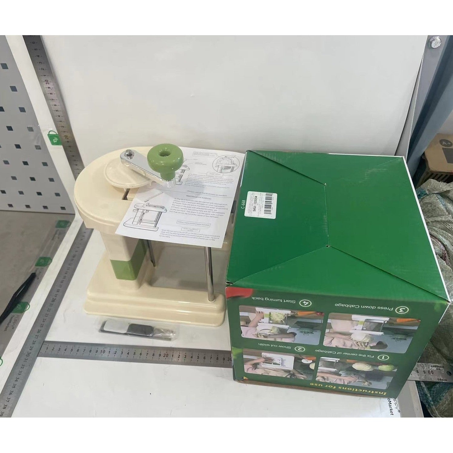 Razatoare de Varza, Kadeny, Manuala, din PP+Otel Inoxidabil, 30 x 24 x 22 cm, Latime Ajustabila, Alb/Verde