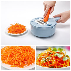 Razatoare multifunctionala Kaveny pentru legume, fructe, branzeturi, 10 piese, 27.6x8 cm, albastru