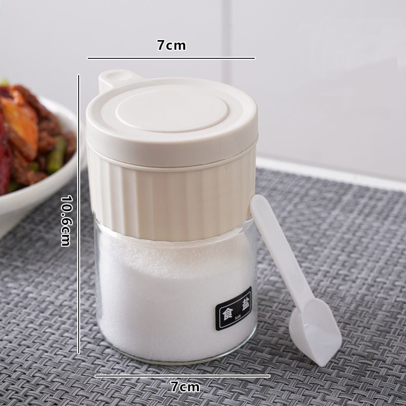 Recipient Condimente, Kadeny, din Stilca, 180 ml, cu Maner si Lingurita, 10.6 x 7 x 7 cm, Capac Mat, Alb