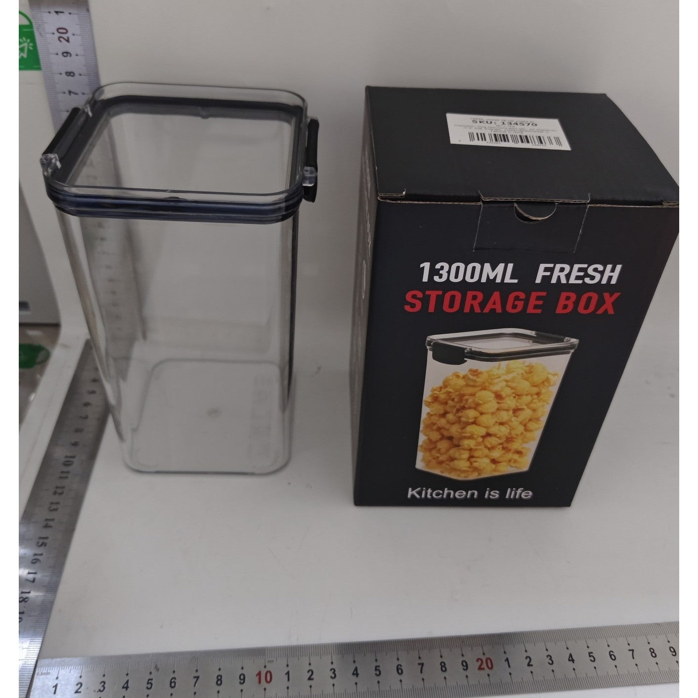 Recipient din Plastic, Kadeny, pentru Alimente/Obiecte, Inchidere Ermetica, 10.2 x 18.5 cm, 1300 ml, Transparent