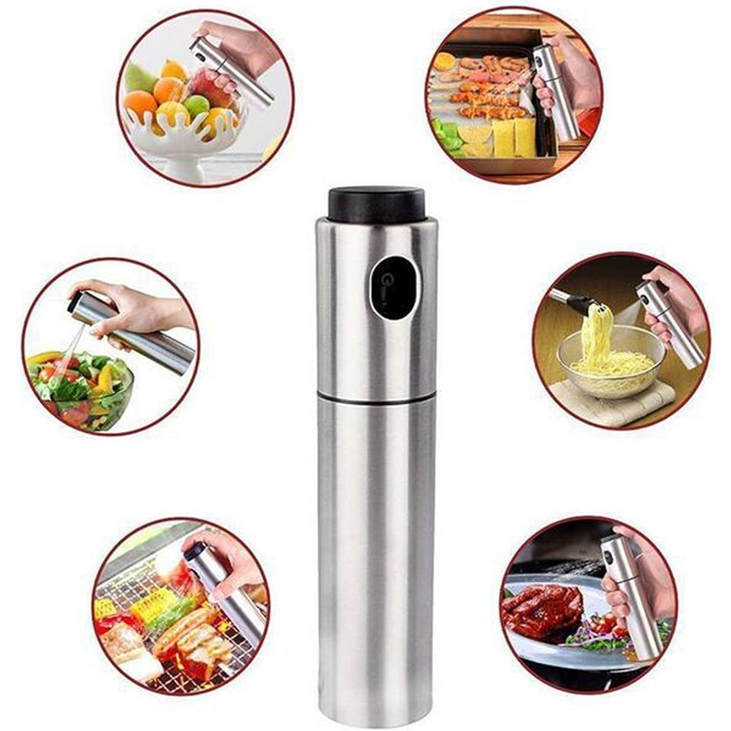 Pulverizator ulei Kaveny, spray, material otel inoxidabil, manual, 100 ml, 17.7 x 4 cm, argintiu