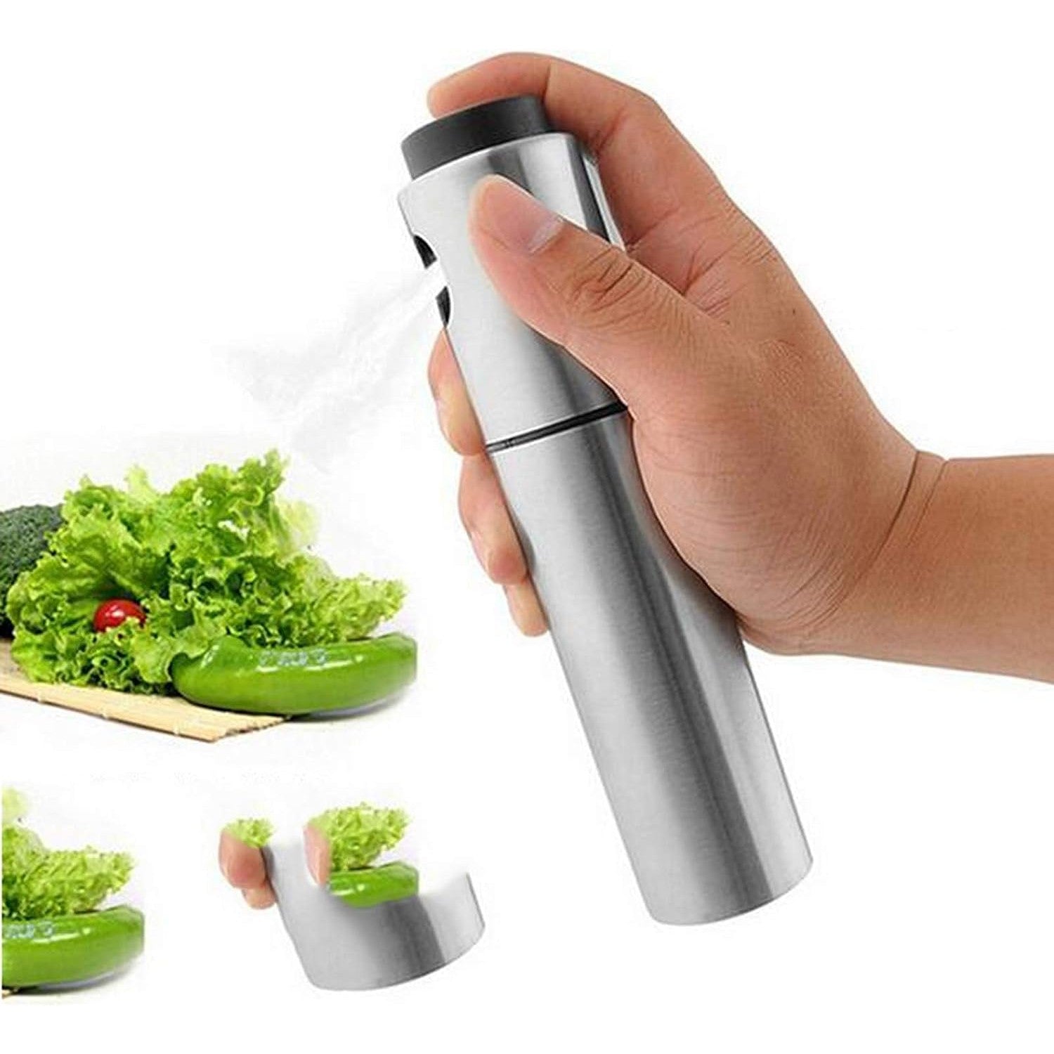 Pulverizator ulei Kaveny, spray, material otel inoxidabil, manual, 100 ml, 17.7 x 4 cm, argintiu