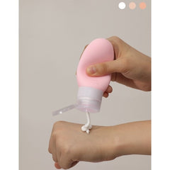 Recipient Portabil din Silicon Elegant de Voiaj, Sticla de Calatorie, Kadeny, Potrivita pentru Lotiune, Sampon si Alte Lichide, Anti-scurgere, cu Posibilitate de Reumplere, Capacitate 90mL, 14cm, Roz