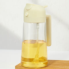 Recipient Ulei 2 in 1, Kadeny, Functie Spray & Turnare, din Sticla, Fara Scurgere, 18.5 x 7.7 cm, 470 ml, Alb