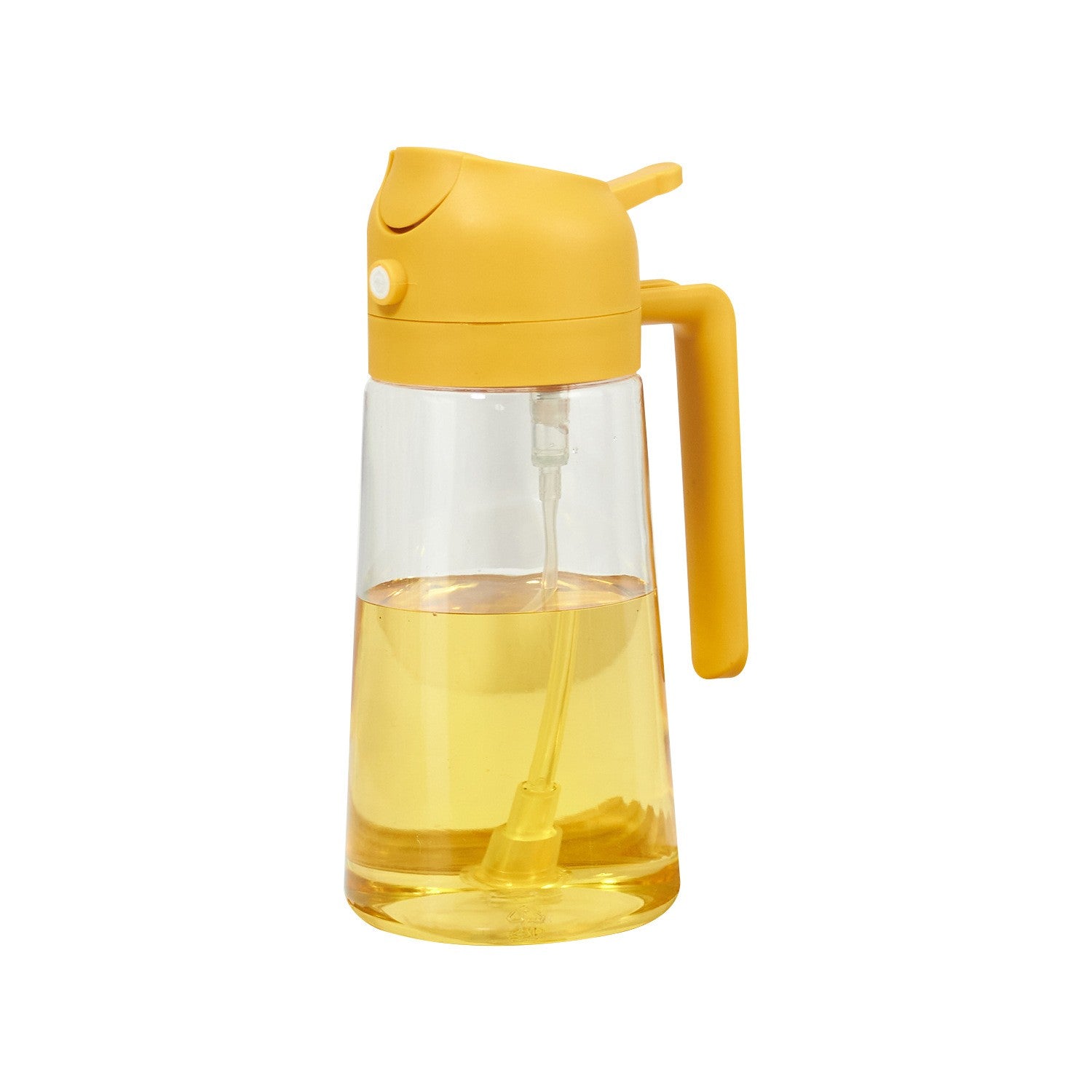 Recipient Ulei 2 in 1, Kadeny, Functie Spray & Turnare, din Sticla, Fara Scurgere, 18.5 x 7.7 cm, 470 ml, Galben