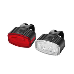 Set far si stop spate LED bicicleta, Kaveny, incarcare USB, rezistent la apa, 4 moduri de luminare, Plastic, Alb/Rosu, 10x6x4 cm