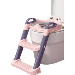 Reductor si Scaunel Inaltator WC, Kadeny, pentru Copii 1 - 7 Ani, 2 Trepte Reglabile, Pliabil, Colac Moale, cu Spatar si Manere, Inaltime 54/58 cm x 39.5 x 35 cm, din Plastic+PVC, Roz/Mov