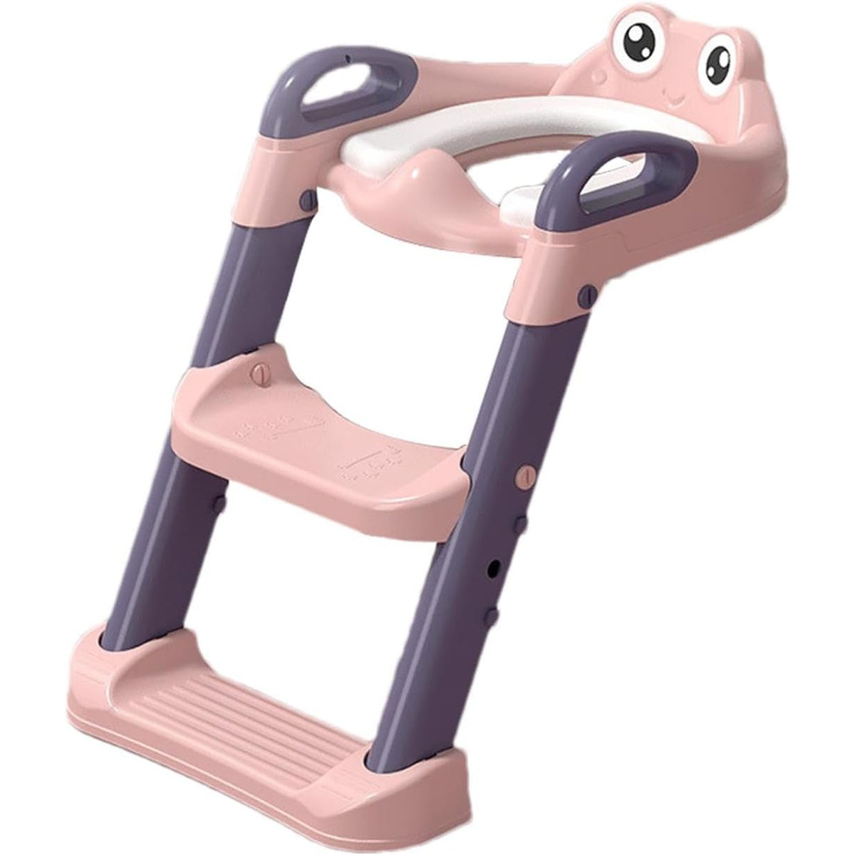 Reductor si Scaunel Inaltator WC, Kadeny, pentru Copii 1 - 7 Ani, 2 Trepte Reglabile, Pliabil, Colac Moale, cu Spatar si Manere, Inaltime 54/58 cm x 39.5 x 35 cm, din Plastic+PVC, Roz/Mov