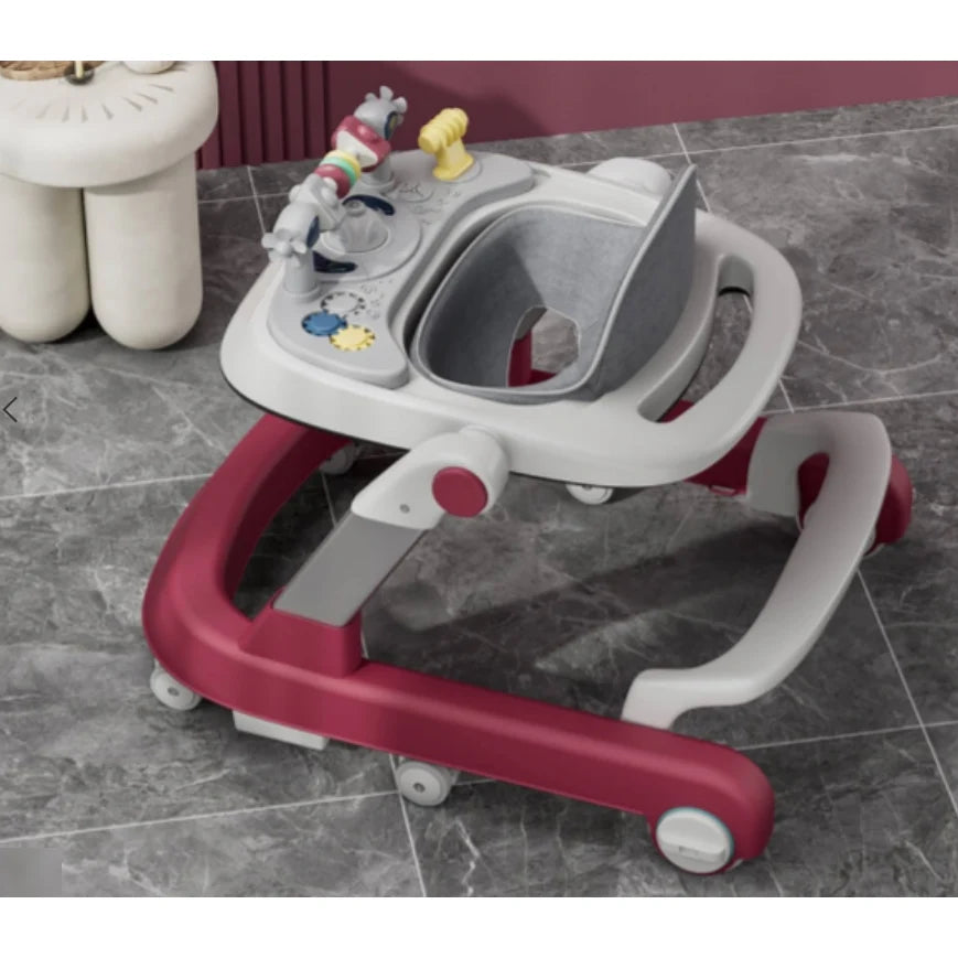 Premergator educational 3 in 1 pentru copii, functie de masuta, premergator si Antemergator Alb/Visiniu