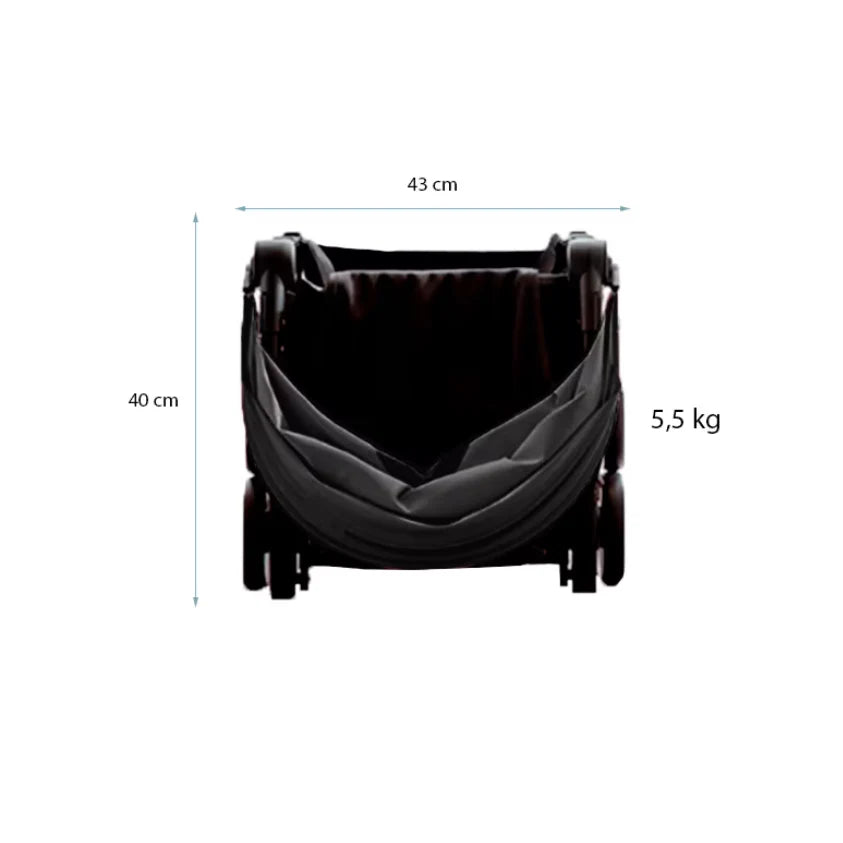 Carucior copii pliabil AT PERFORMANCE® – Ultra compact, 5 kg, aluminiu, 6-36 luni, ideal pentru avion, negru