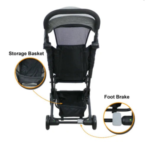 Carucior copii pliabil AT PERFORMANCE® – Ultra compact, 5 kg, aluminiu, 6-36 luni, ideal pentru avion, negru