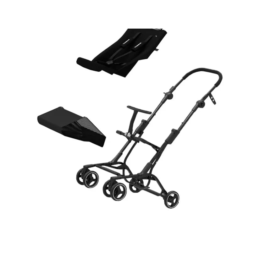 Carucior copii pliabil AT PERFORMANCE® – Ultra compact, 5 kg, aluminiu, 6-36 luni, ideal pentru avion, negru