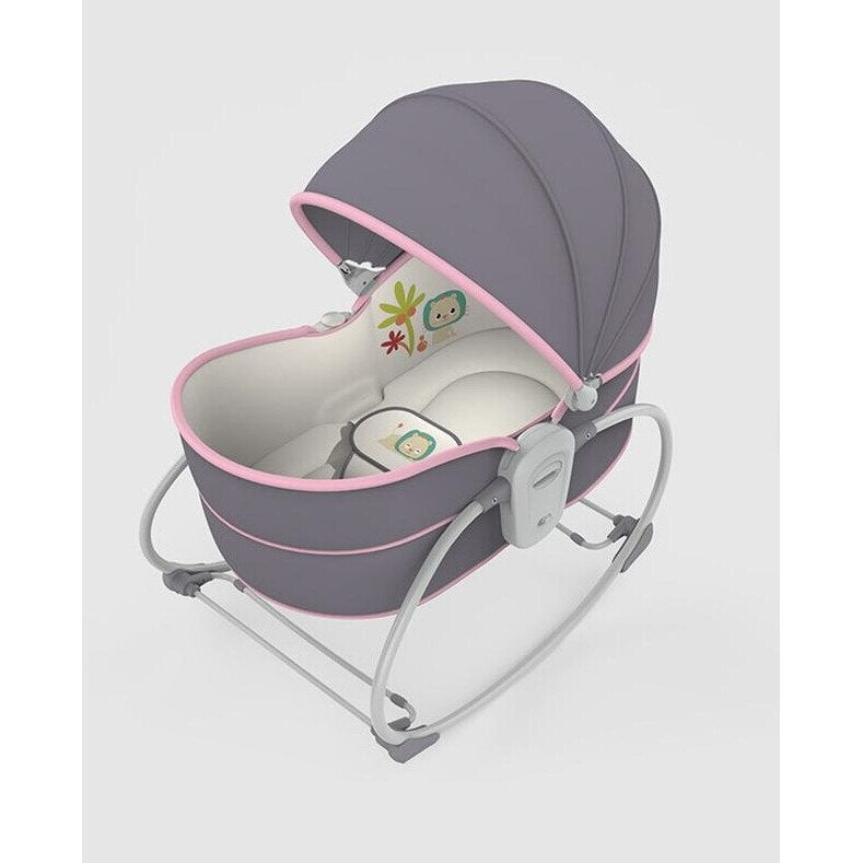 Balansoar 5 in 1 cu vibratii pentru copii si bebelusi, AT PERFORMANCE, transformabil in landou si scaun copii, cu melodii, Mov