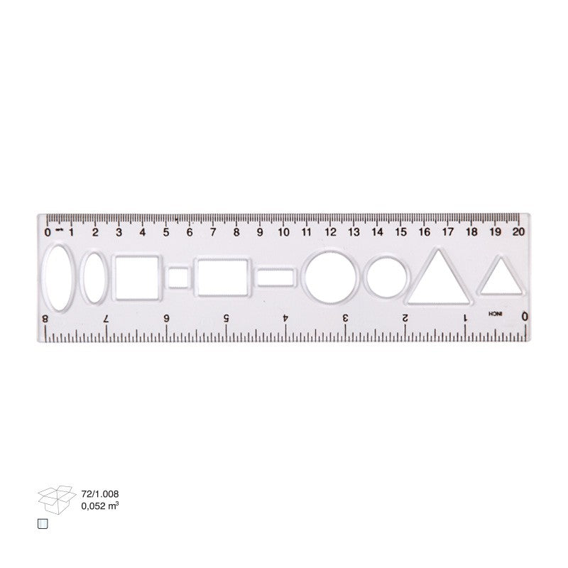 Rigla Ark 038, 20cm, plastic, cu sablon forme geometrice