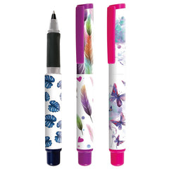 Roller Cresco GoPen 202001-C, 0.7mm, corp plastic diverse culori, model natura, fluturi, pene