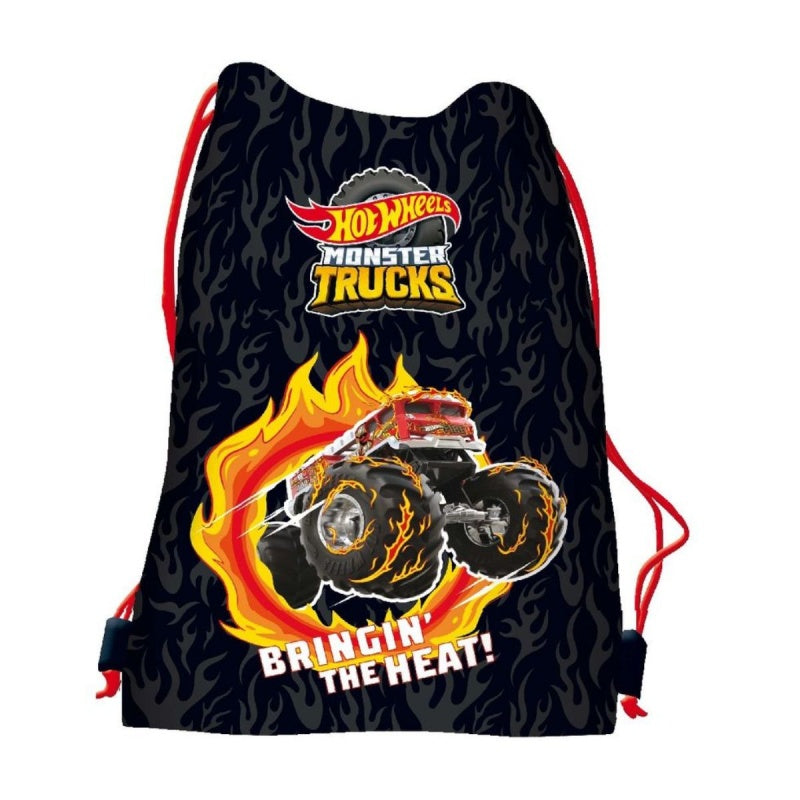 Rucsac cu snur pentru copii St.Majewski Hot Wheels, 43cm, negru