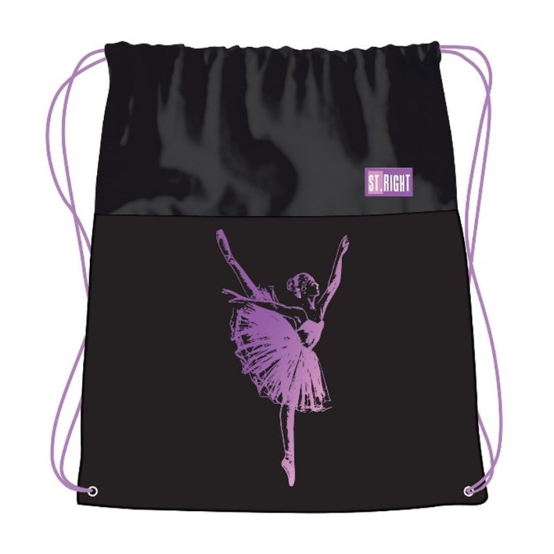 Rucsac cu snur pentru copii St.Majewski St.Right Ballerina, 43cm, negru