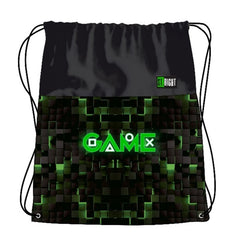 Rucsac cu snur pentru copii St.Majewski St.Right Green Game, 43cm, negru cu verde