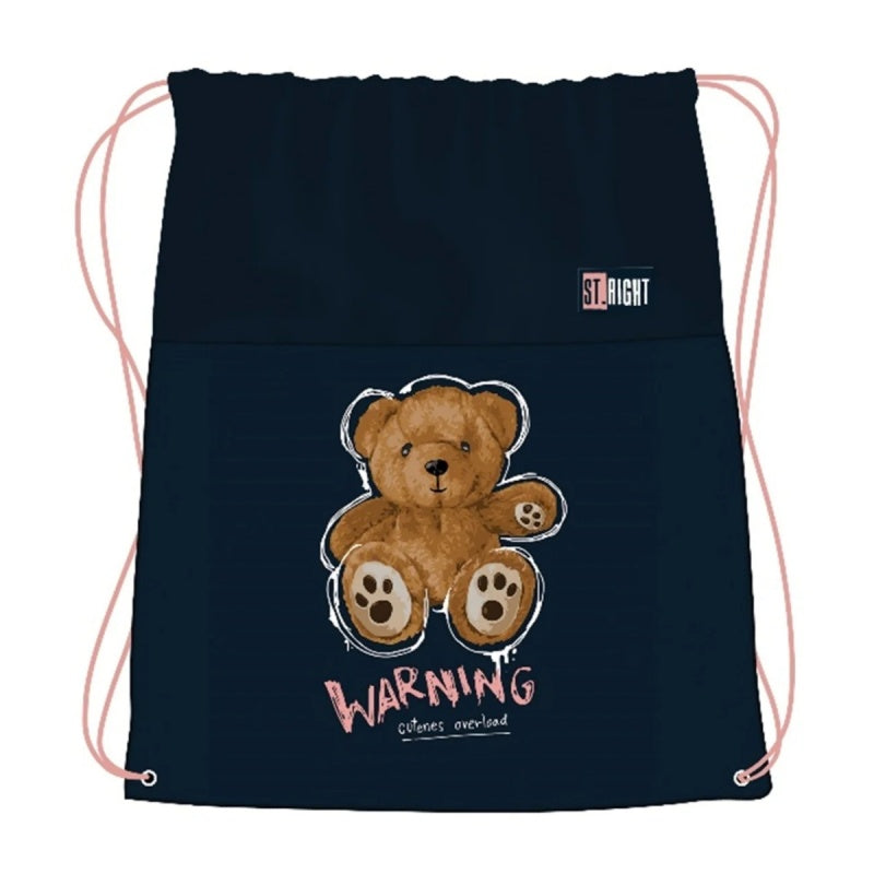 Rucsac cu snur pentru copii St.Majewski St.Right Teddy Bear, 43cm, bleumarin